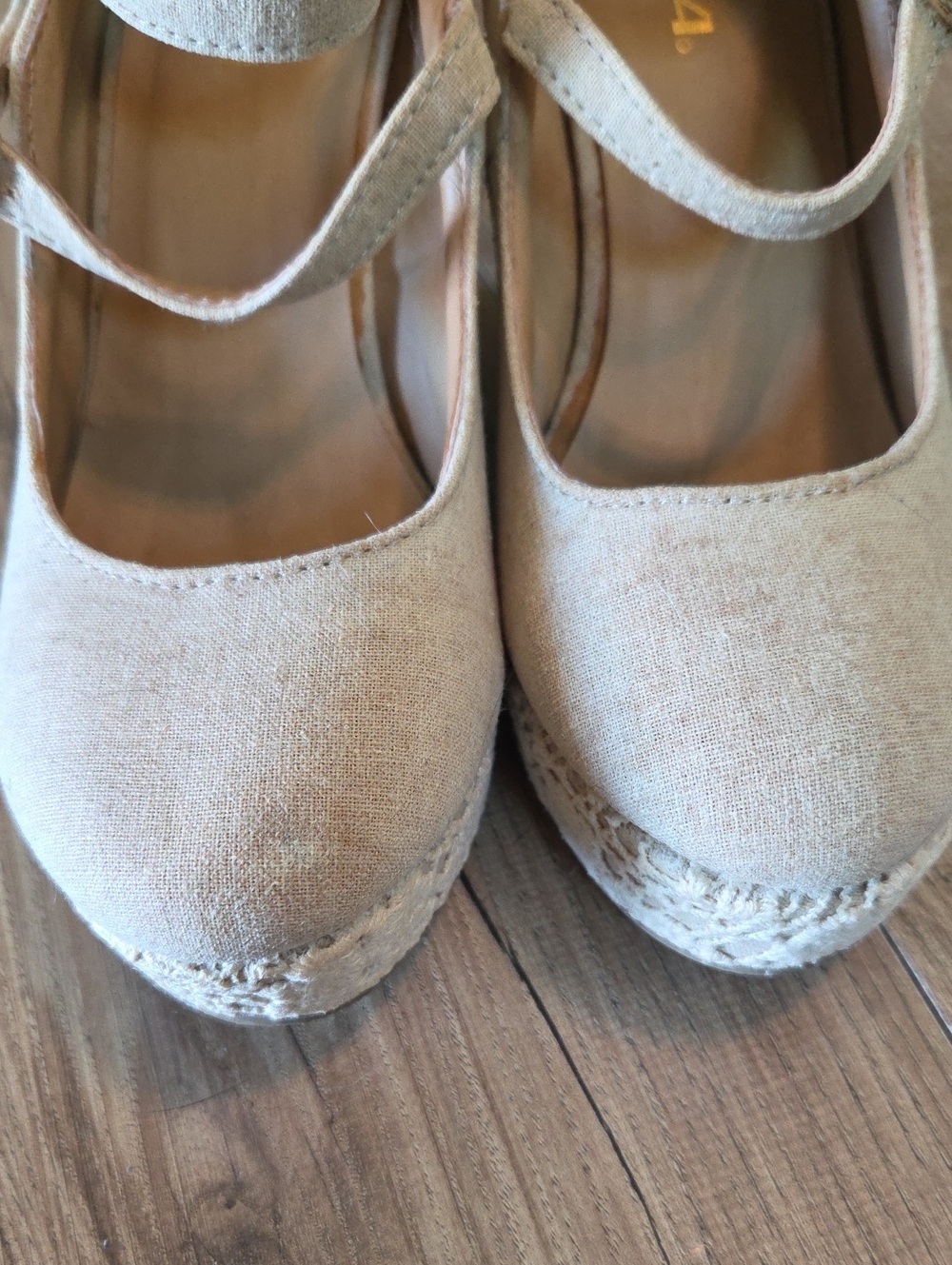 Soda | Glenda Beige Double-Strap Lace Wedge - Picture 3 of 10